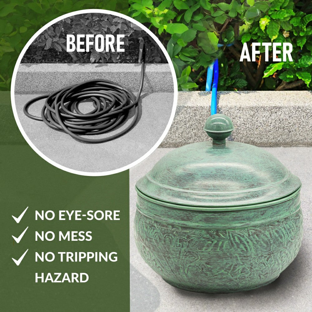 Key West Blue Verdegris Hose Pot with Lid | Plow & Hearth
