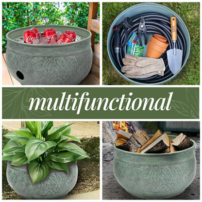 Key West Blue Verdegris Hose Pot with Lid | Plow & Hearth