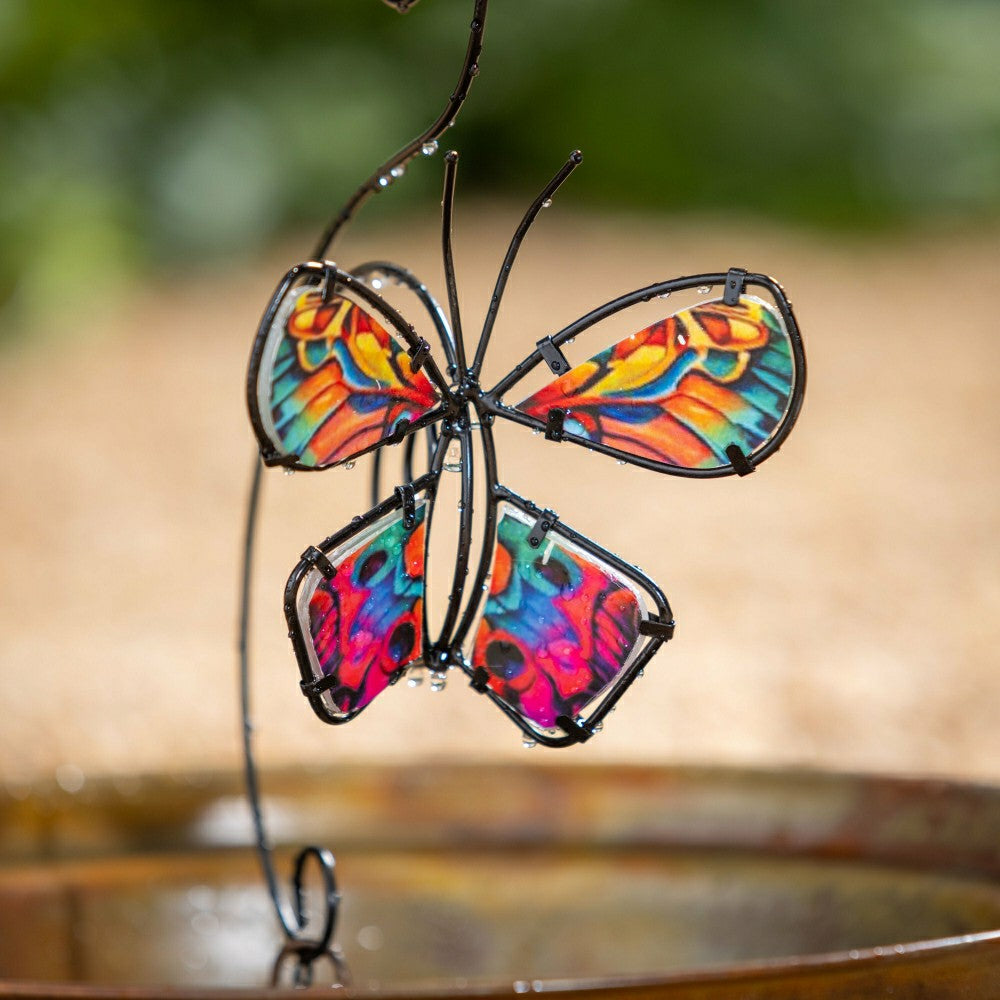 Cottage Garden Rain Chain, Metal & Glass Butterfly, 62" | Plow & Hearth
