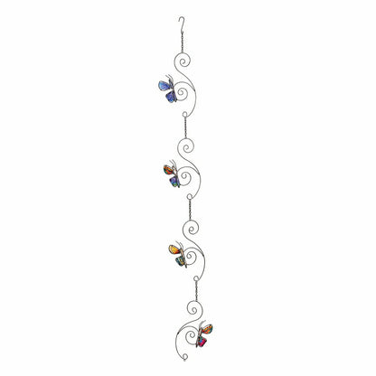 Cottage Garden Rain Chain, Metal & Glass Butterfly, 62" | Plow & Hearth
