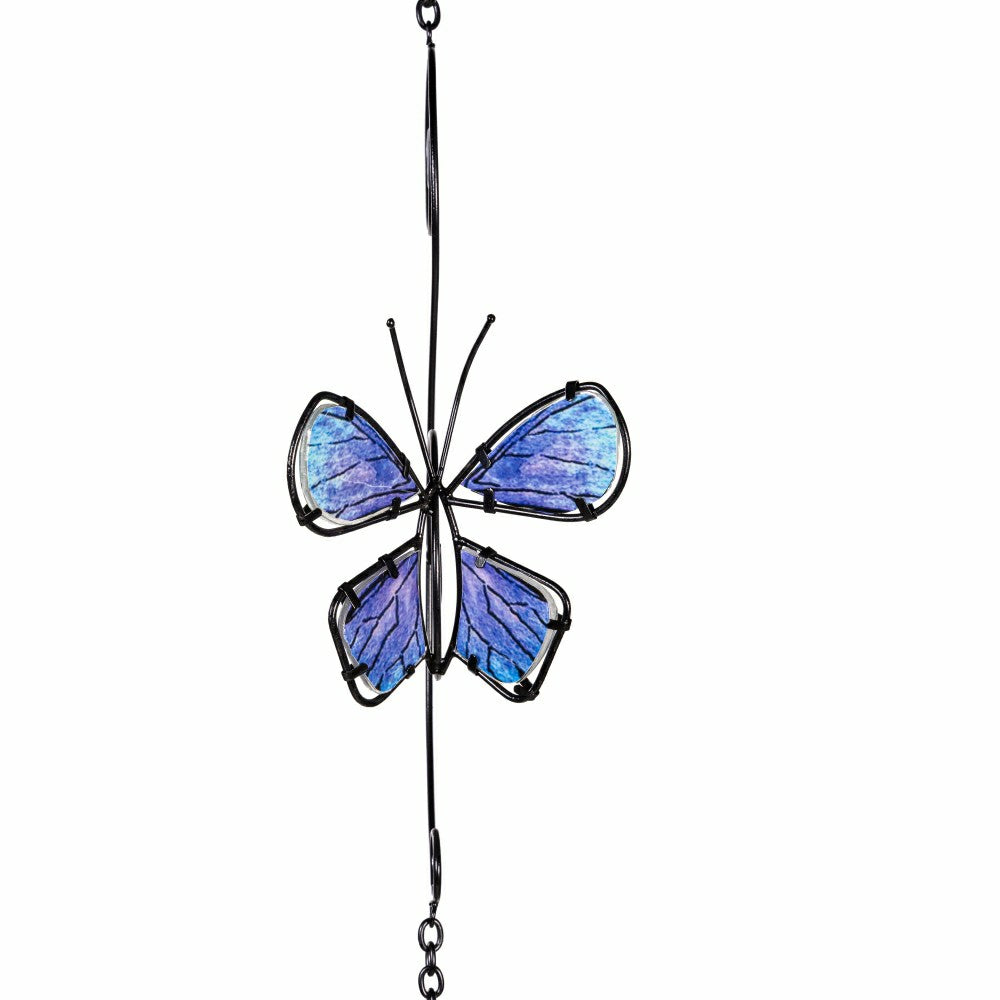 Cottage Garden Rain Chain, Metal & Glass Butterfly, 62" | Plow & Hearth