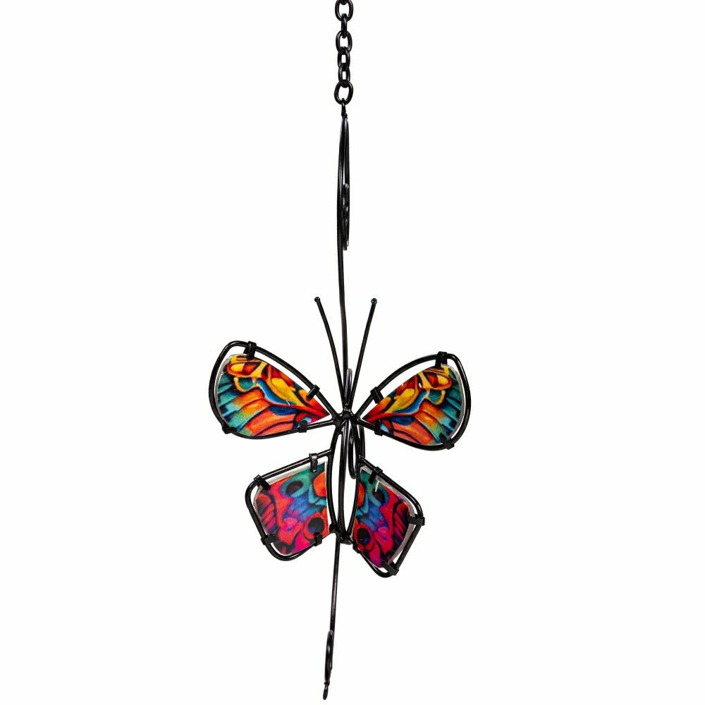 Cottage Garden Rain Chain, Metal & Glass Butterfly, 62" | Plow & Hearth
