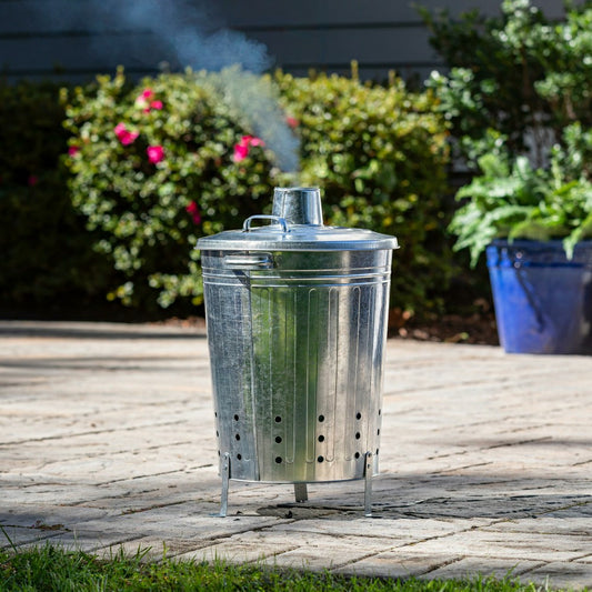 23" Galvanized Metal Garden Incinerator Waste Can | Plow & Hearth