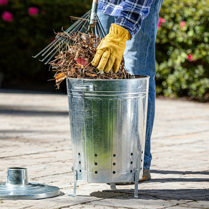 23" Galvanized Metal Garden Incinerator Waste Can | Plow & Hearth
