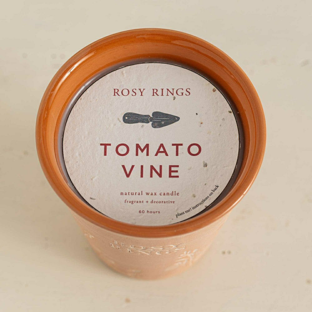 Tomato Vine Garden Pot Candle + Plantable Seed Paper Dust Covers | Plow & Hearth
