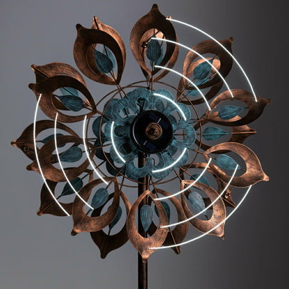 Antique Blue and Copper Lily Flower Solar Wind Spinner | Plow & Hearth