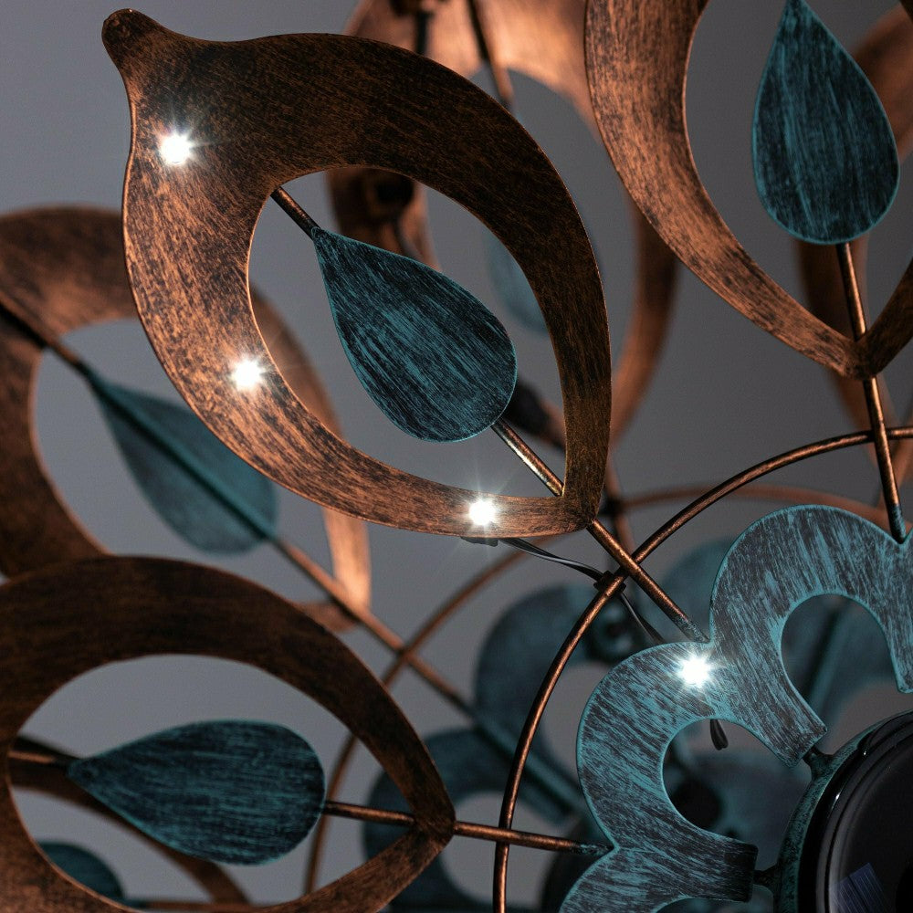 Antique Blue and Copper Lily Flower Solar Wind Spinner | Plow & Hearth