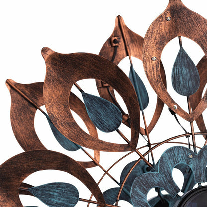 Antique Blue and Copper Lily Flower Solar Wind Spinner | Plow & Hearth