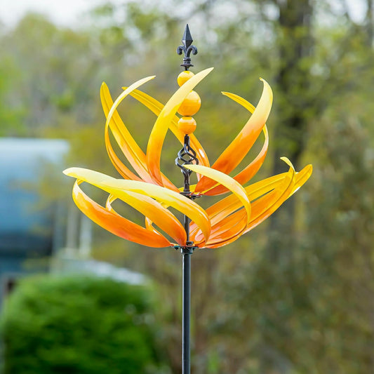 91"H Wind Spinner, Yellow Lotus | Plow & Hearth