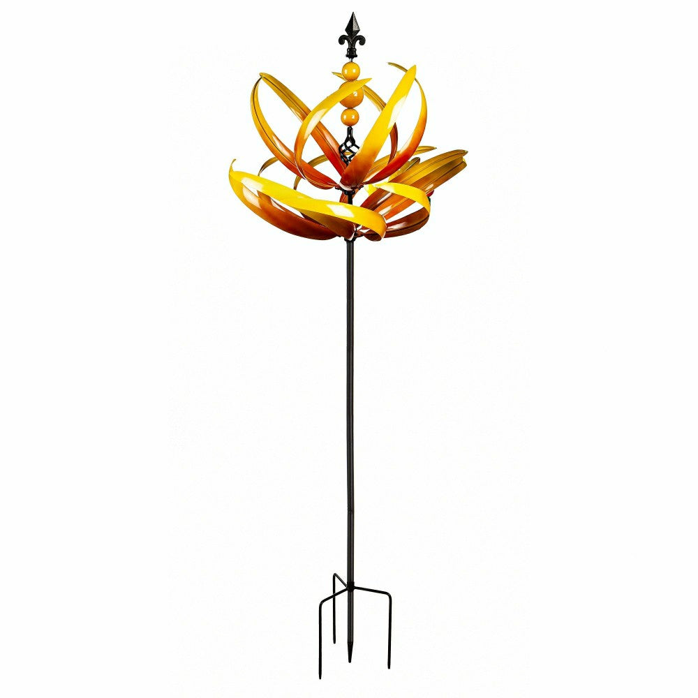91"H Wind Spinner, Yellow Lotus | Plow & Hearth
