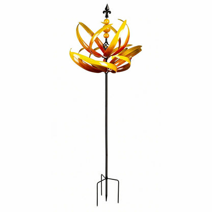 91"H Wind Spinner, Yellow Lotus | Plow & Hearth