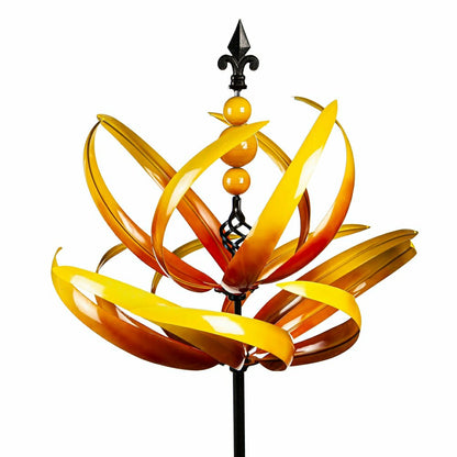 91"H Wind Spinner, Yellow Lotus | Plow & Hearth