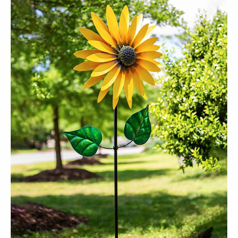 Sunflower Statement Wind Spinner, 75"H | Plow & Hearth