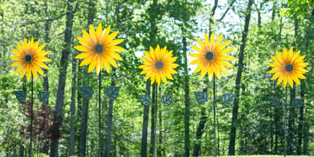 Sunflower Statement Wind Spinner, 75"H | Plow & Hearth