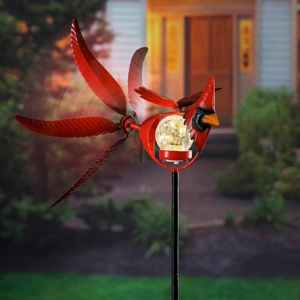 Memorial Mobile, Solar Cardinal Metal Wind Spinner with Glass Orb | Plow & Hearth