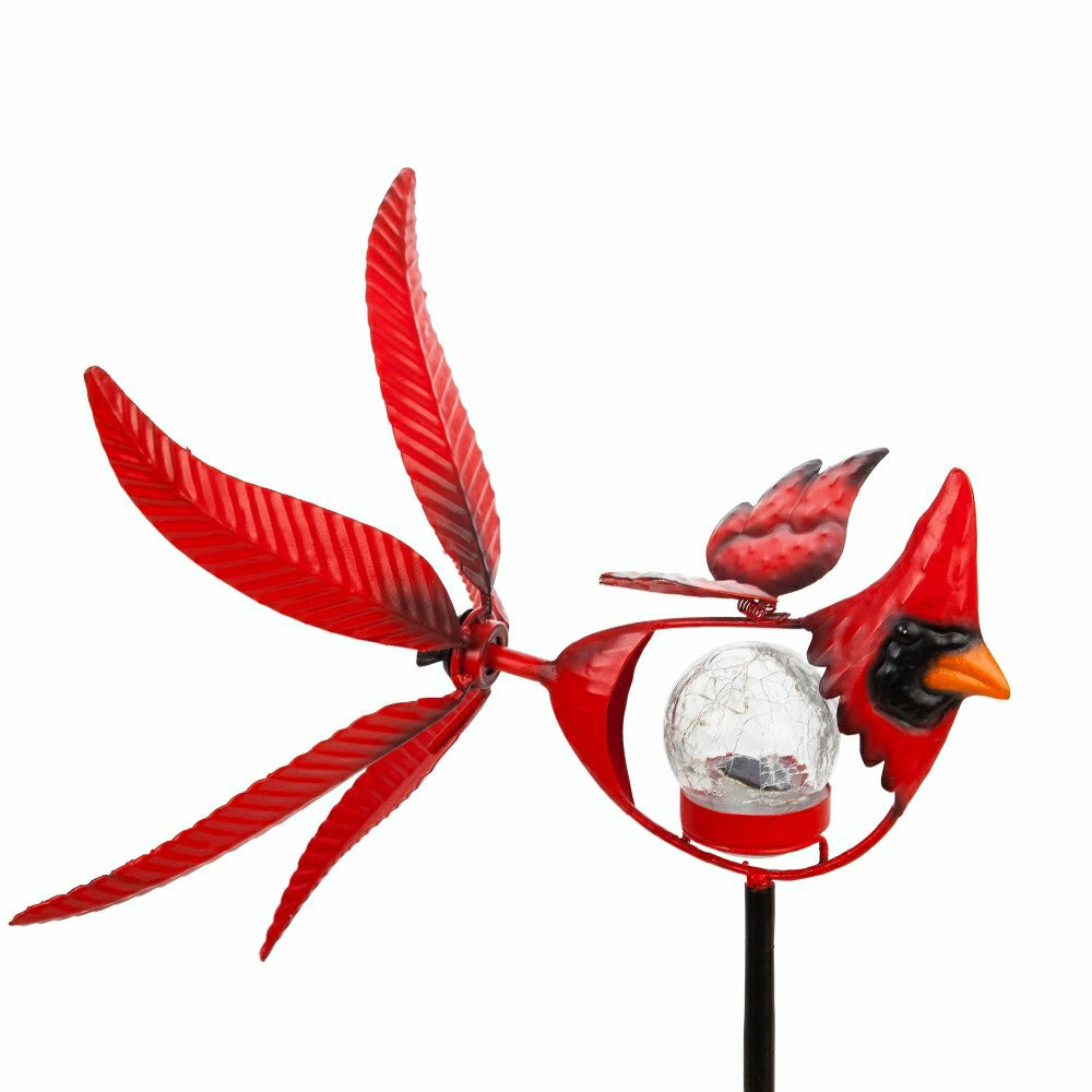 Memorial Mobile, Solar Cardinal Metal Wind Spinner with Glass Orb | Plow & Hearth