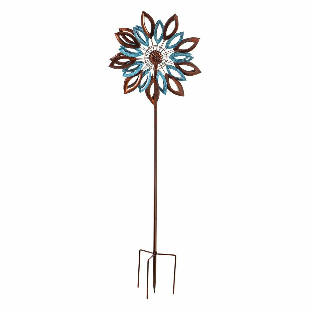 75"H Wind Spinner, Copper and Verdigris Leaves | Plow & Hearth