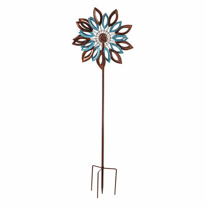 75"H Wind Spinner, Copper and Verdigris Leaves | Plow & Hearth
