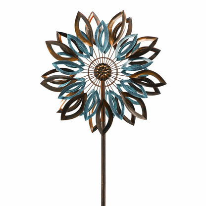 75"H Wind Spinner, Copper and Verdigris Leaves | Plow & Hearth