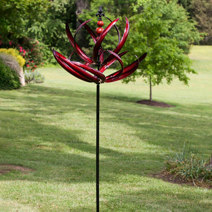 Crimson Lotus Metal Wind Spinner | Plow & Hearth