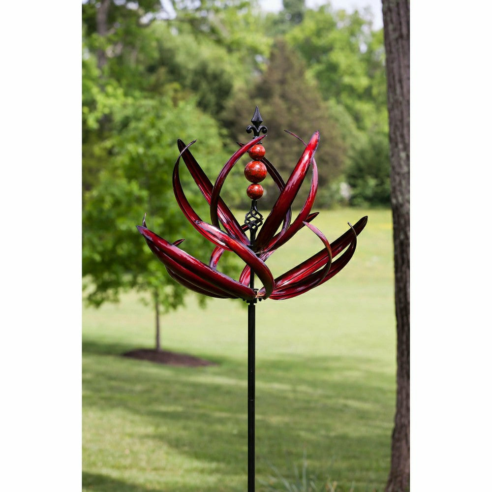 Crimson Lotus Metal Wind Spinner | Plow & Hearth