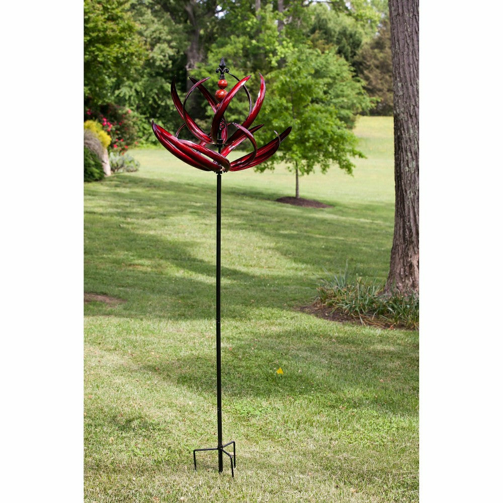 Crimson Lotus Metal Wind Spinner | Plow & Hearth