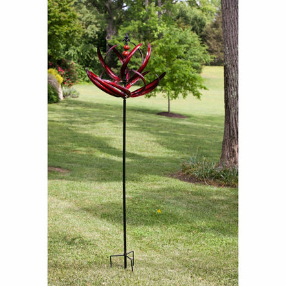 Crimson Lotus Metal Wind Spinner | Plow & Hearth