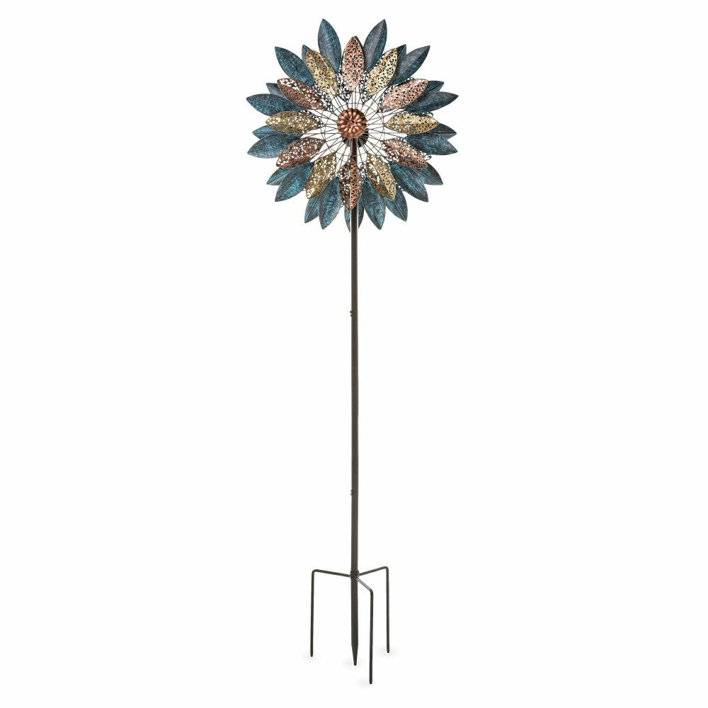 Metal Wind Spinner with Patina-Like Blue | Plow & Hearth