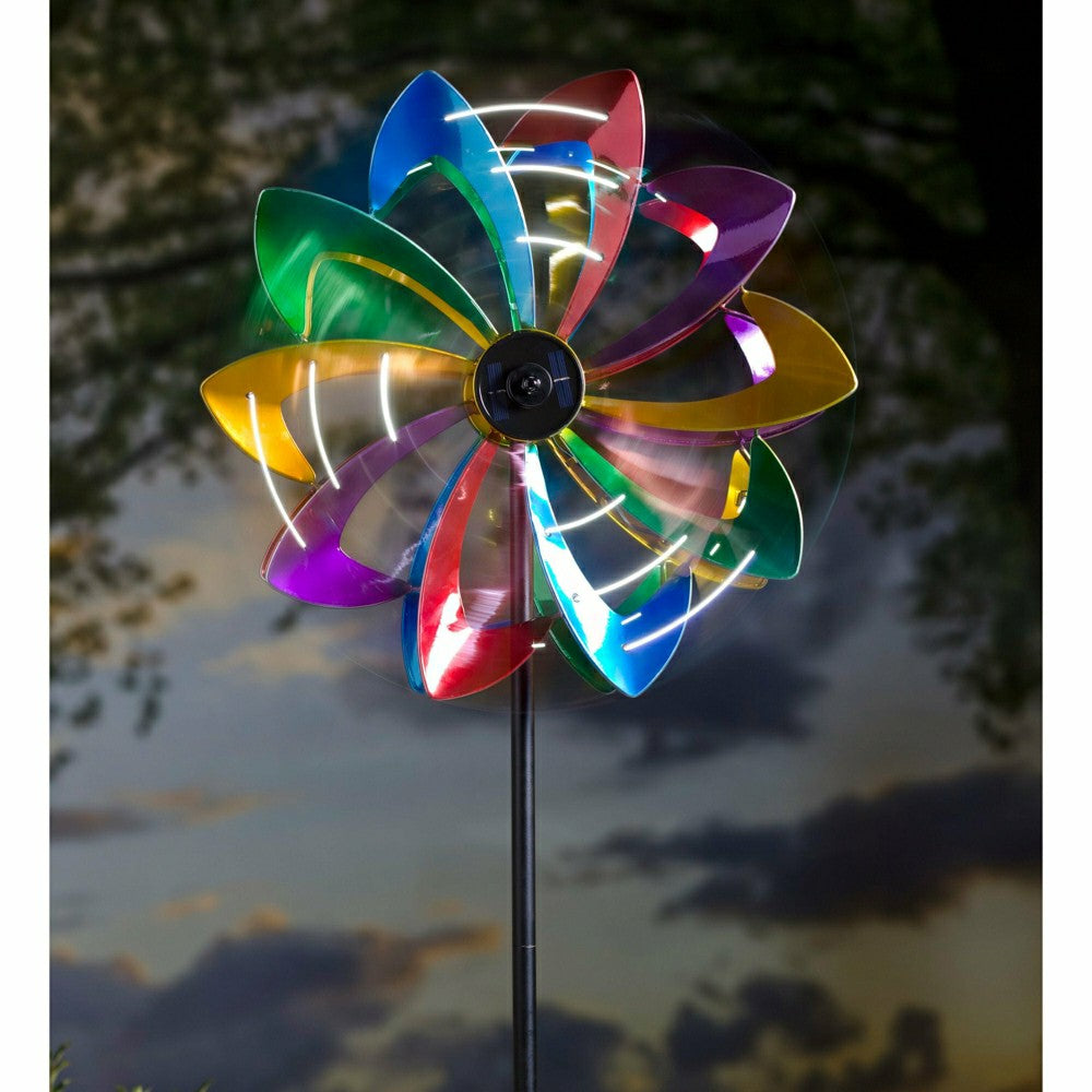75" LED Solar Flower Wind Spinner | Plow & Hearth