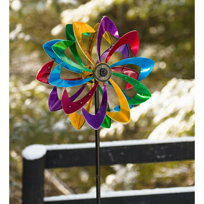 75" LED Solar Flower Wind Spinner | Plow & Hearth
