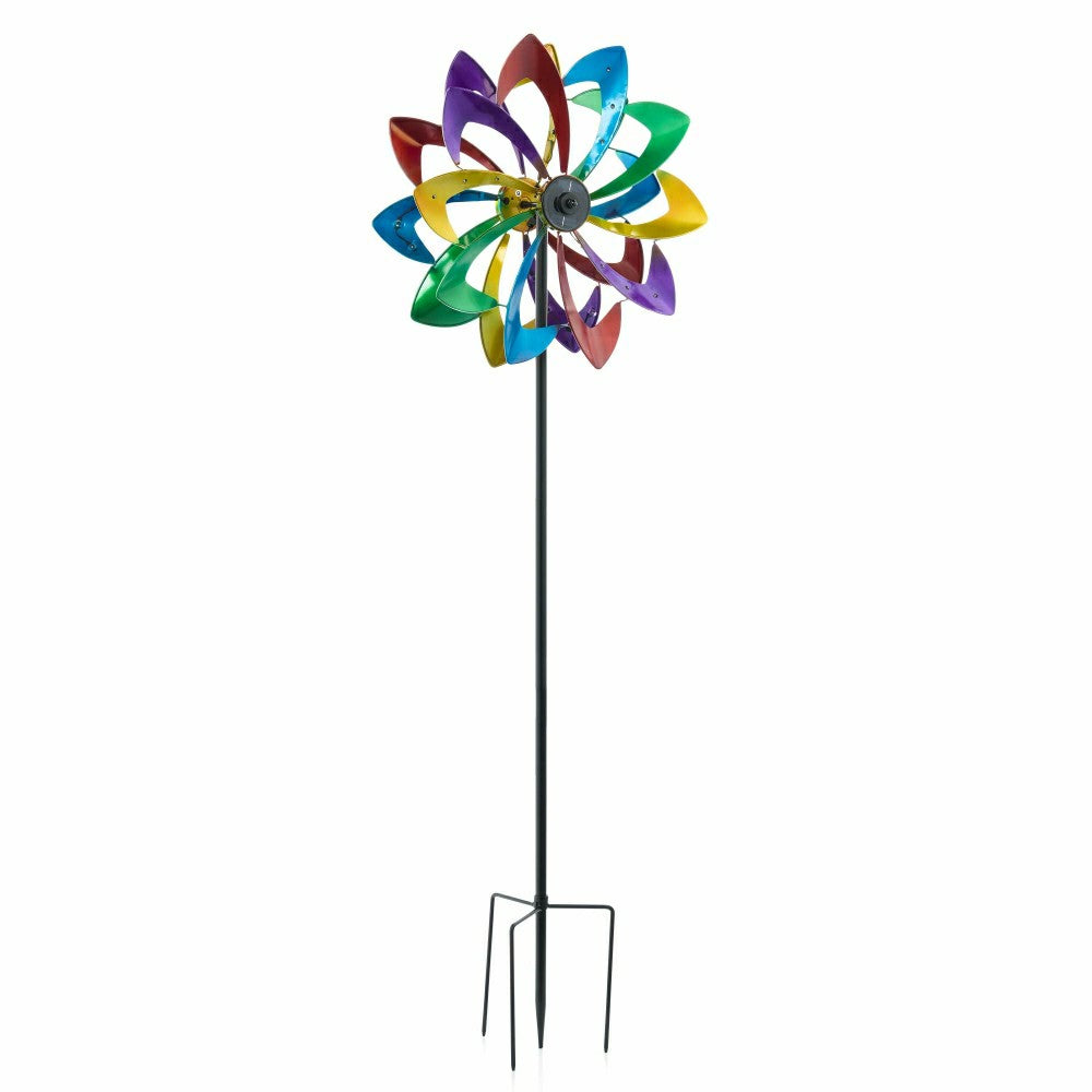 75" LED Solar Flower Wind Spinner | Plow & Hearth
