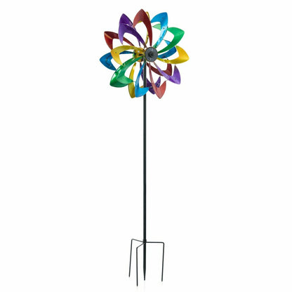 75" LED Solar Flower Wind Spinner | Plow & Hearth