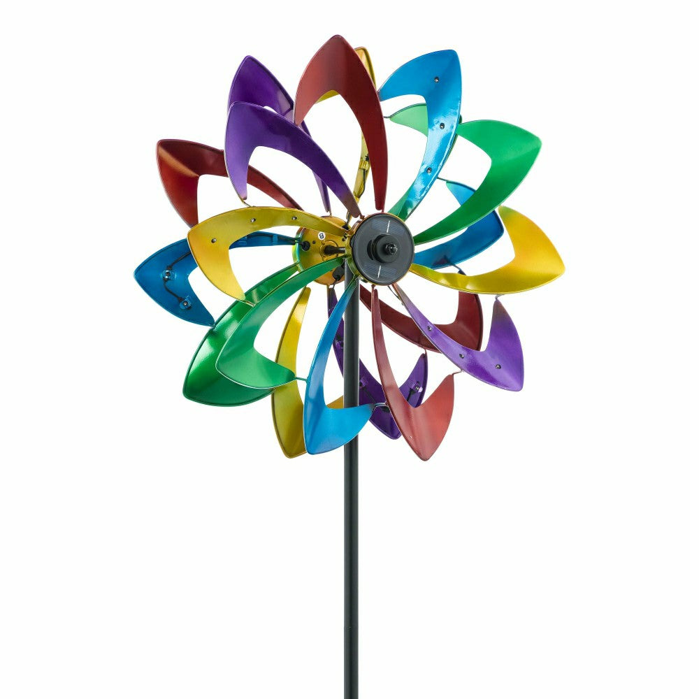75" LED Solar Flower Wind Spinner | Plow & Hearth