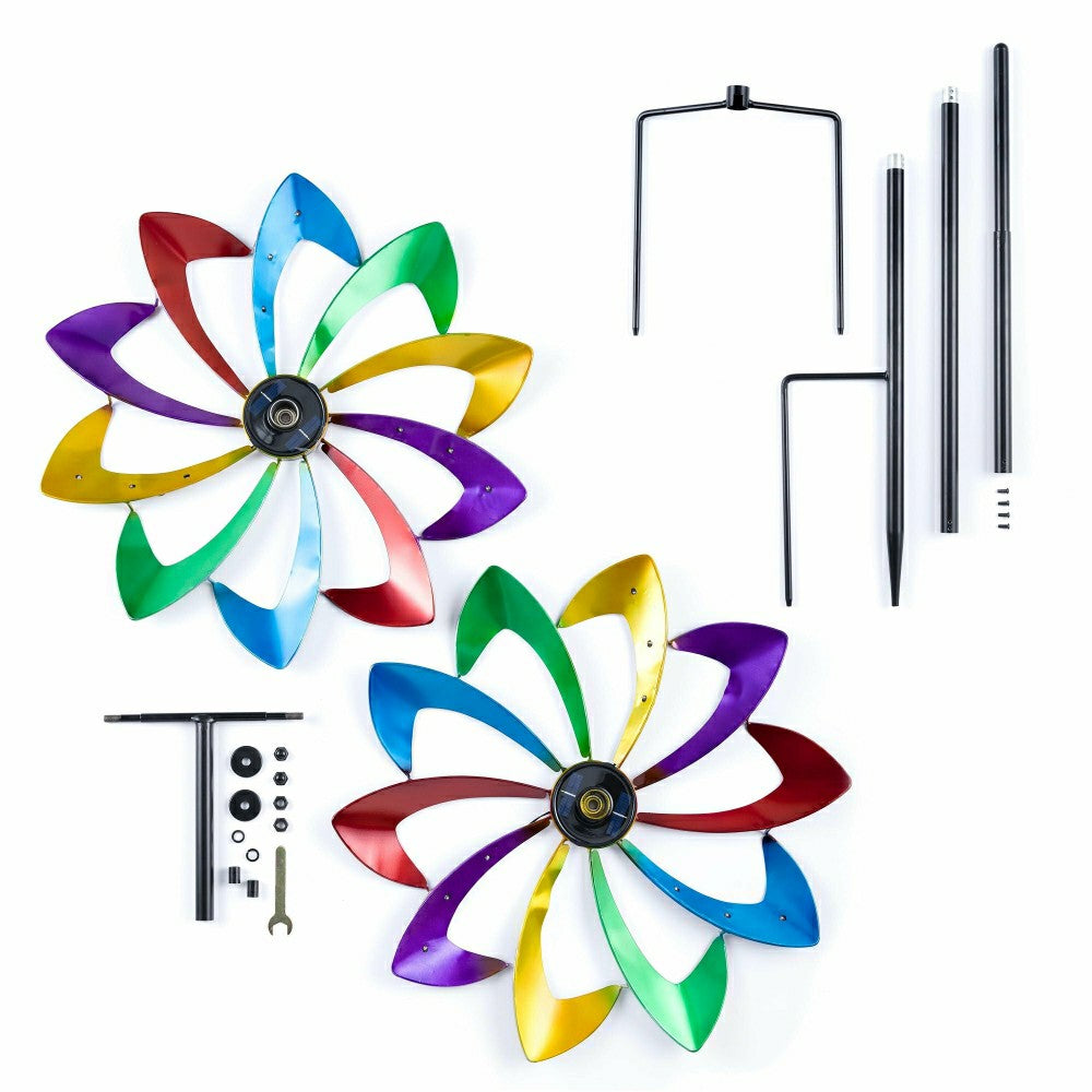 75" LED Solar Flower Wind Spinner | Plow & Hearth