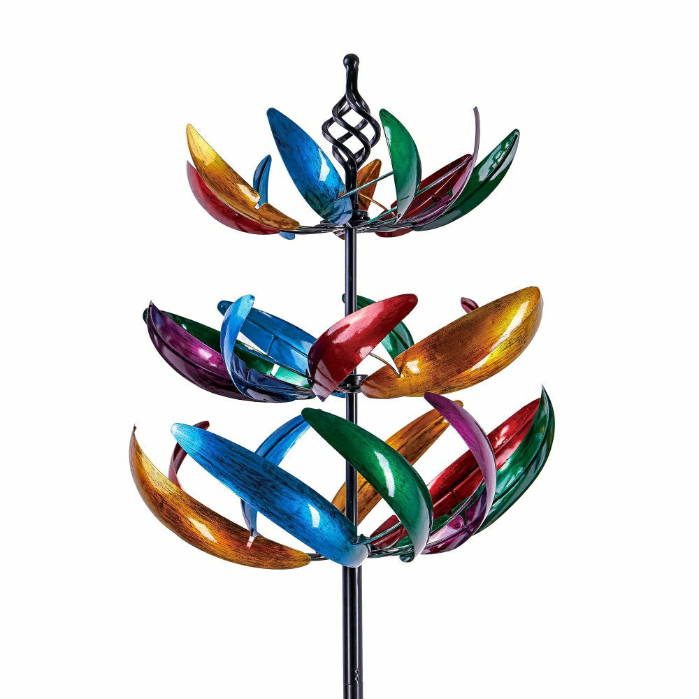84"H Three Tiered Wind Spinner, Multi-Colored | Plow & Hearth