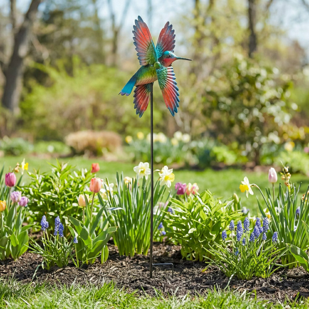 Metal Hummingbird Spinner Stake | Plow & Hearth