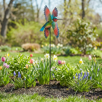 Metal Hummingbird Spinner Stake | Plow & Hearth