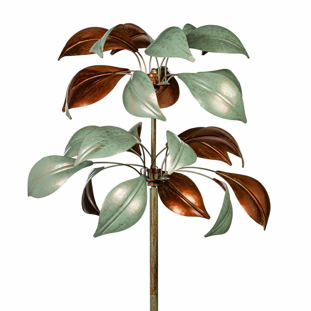 Verdigris & Copper Leaf Wind Spinner, 96" H | Plow & Hearth