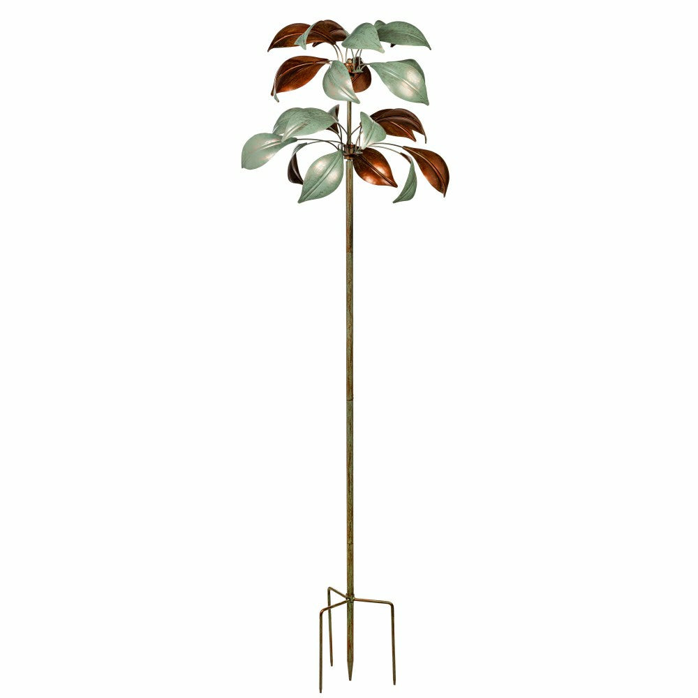 Verdigris & Copper Leaf Wind Spinner, 96" H | Plow & Hearth