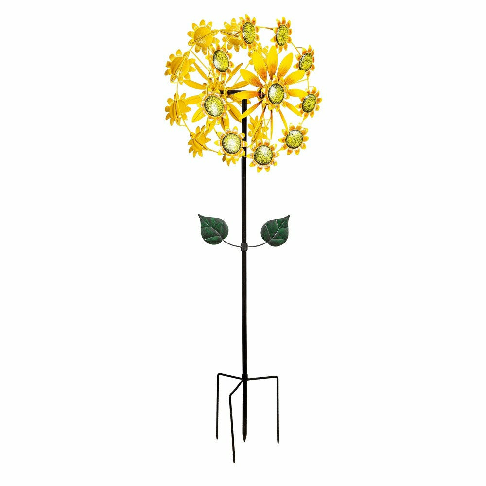 75"H Double Sunflower Wind Spinner | Plow & Hearth