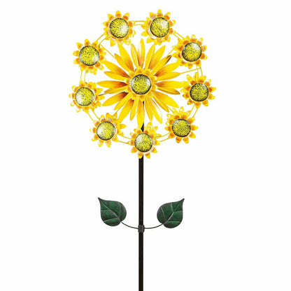 75"H Double Sunflower Wind Spinner | Plow & Hearth