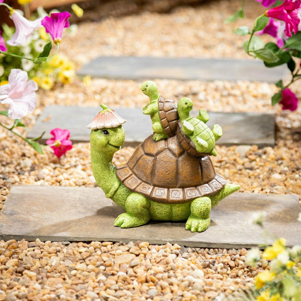 Turtle With Kids Garden Statue, 7"H | Plow & Hearth