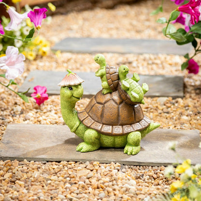 Turtle With Kids Garden Statue, 7"H | Plow & Hearth