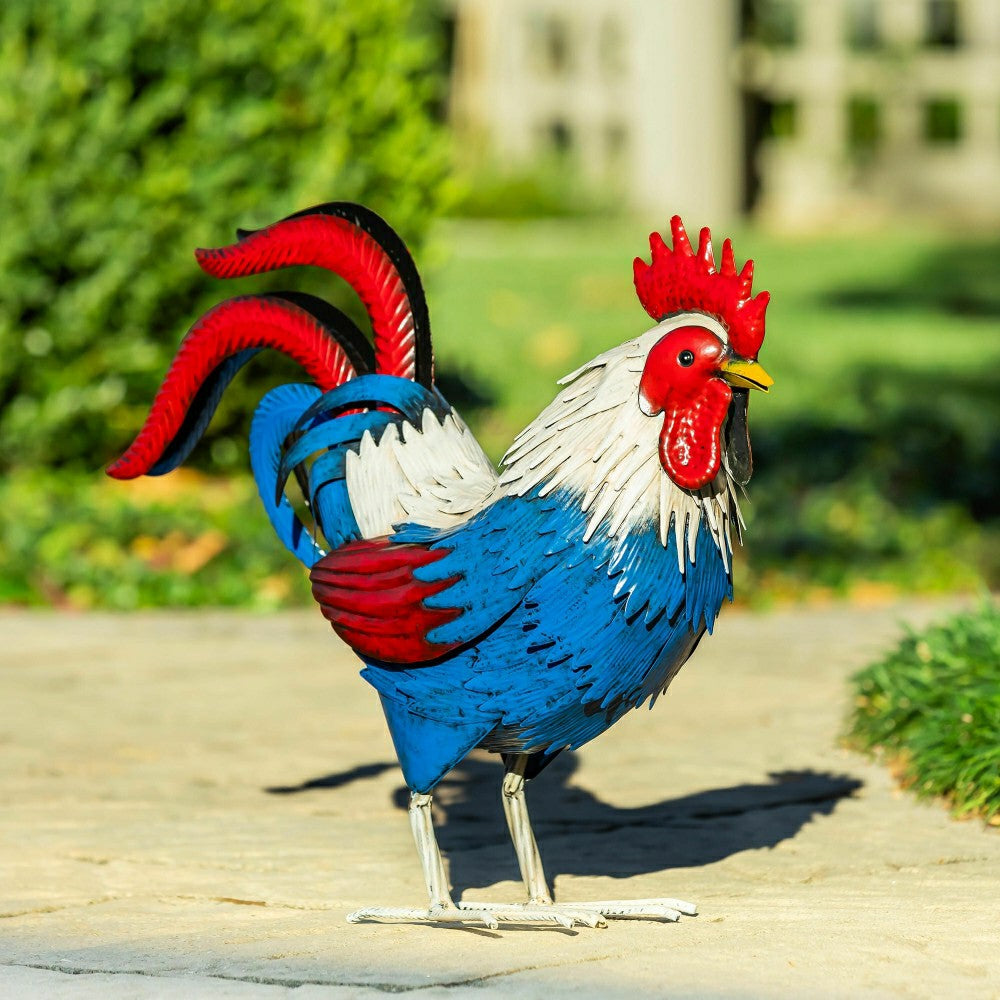 Patriotic Rooster Metal Garden Statue | Plow & Hearth