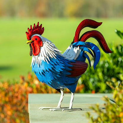 Patriotic Rooster Metal Garden Statue | Plow & Hearth