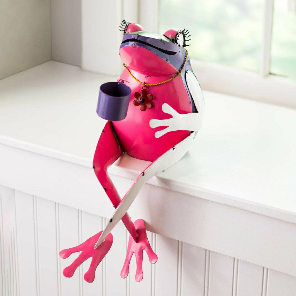 Recycled Metal Tea Frog Garden Art | Plow & Hearth