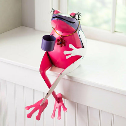Recycled Metal Tea Frog Garden Art | Plow & Hearth