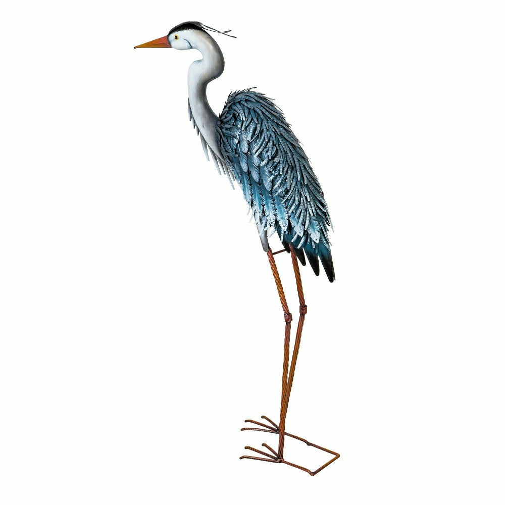 Grey Heron Metal Garden Statue, 33"H | Plow & Hearth