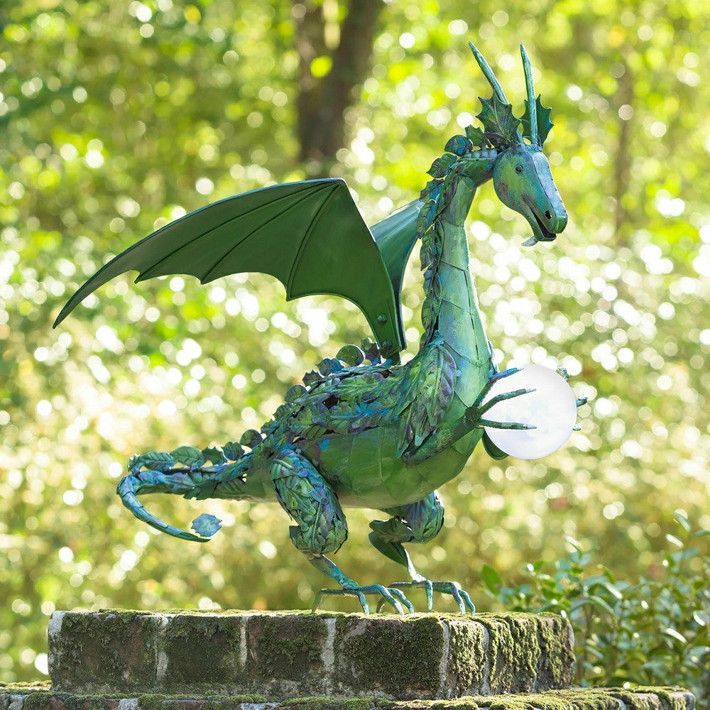 Green Dragon Statue with Solar Pearl | Plow & Hearth