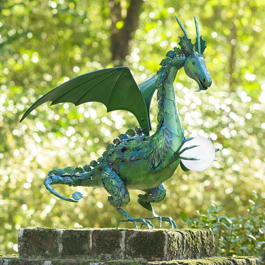 Green Dragon Statue with Solar Pearl | Plow & Hearth